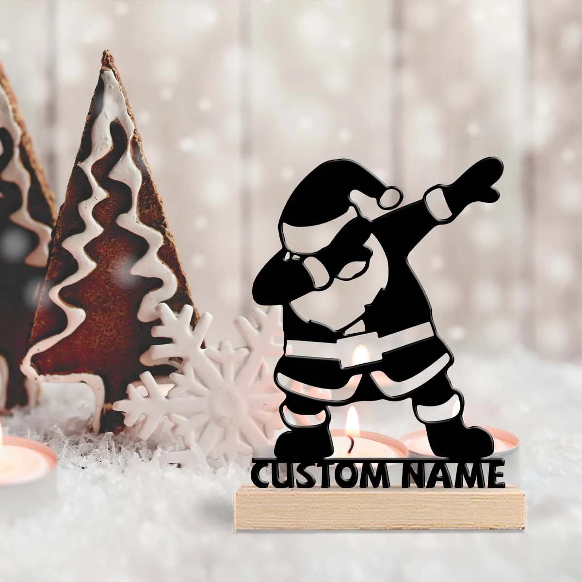 1pc Interesting Metal Desktop Decoration Customizable Name With Wooden Base Home and Office Decorations,Christmas Gifts