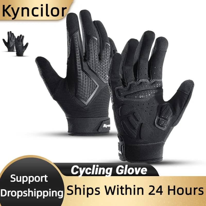 Anti-slip shock absorbent cycling gloves with long fingers Breathable touch screen riding gloves for spring and summer sun protection