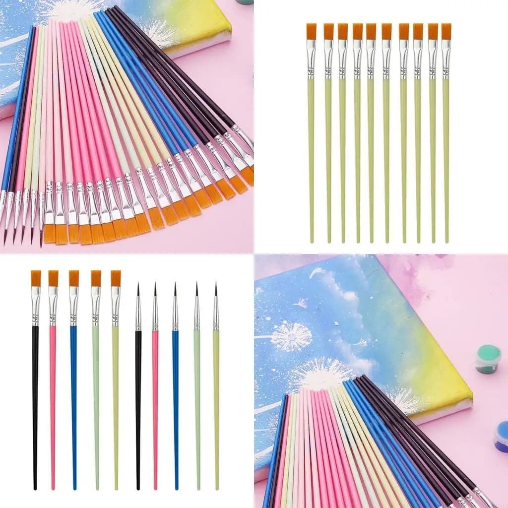 F42D 10Pcs Hand Painted Paintbrushes Art Paint Brush Sets Nylon Hair Artist Acrylic Paint Brushes for Acrylic Oil Watercolor