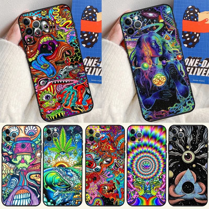 Custodia psichedelica Trippy Art per Apple iPhone 16 15 14 13 12 11 Pro Max Mini XR 15 16 Plus 16e Custodia protettiva