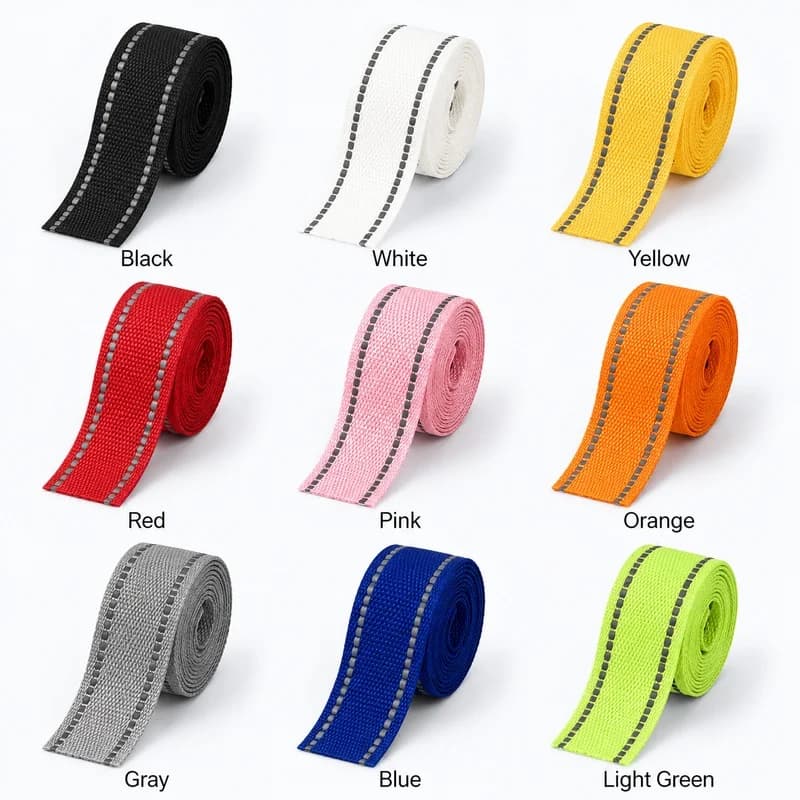 10M 25mm Nylon Webbing Strap for Cats Dogs Harness Collar Lead Strapping Sewing Backpack Night Reflection Ribbon Tape By Meters