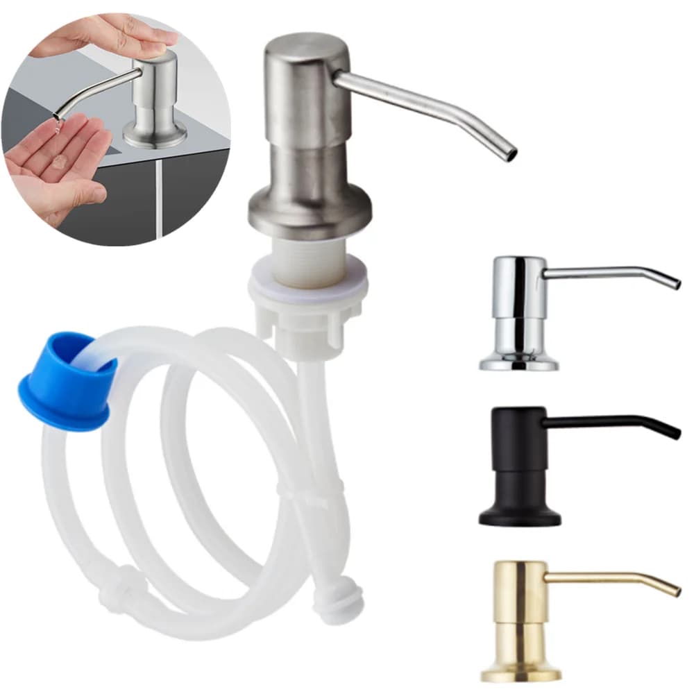 Dispenser per Detersivo da Lavello, Erogatore di Sapone Liquido per Cucina e Bagno, con Pompa a Pressione in Acciaio Inox per Lavaggio Piatti