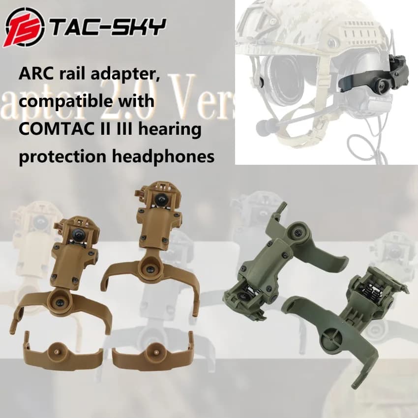 TS TAC-SKY Tactical New 2.0 Headset Stand ARC Rail Adapter Compatible with COMTAC II III Hearing Protection Airsoft Headphones