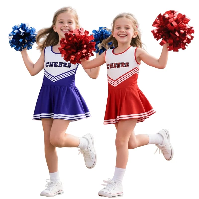 Cheerleader Costumes for Girls, Uniforms for Football Parties, Dance Costumes for Festivals, Drops with Flowers and Accessories for School Sports Day