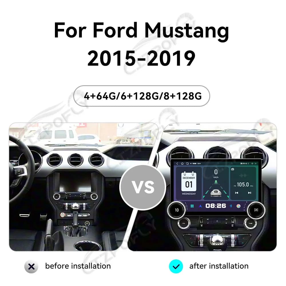 Lizpofly Upgrade 11.5" Car Radio For Ford Mustang 2015–2019 with Wireless Carplay&Android Auto, Touchscreen & GPS Navigation