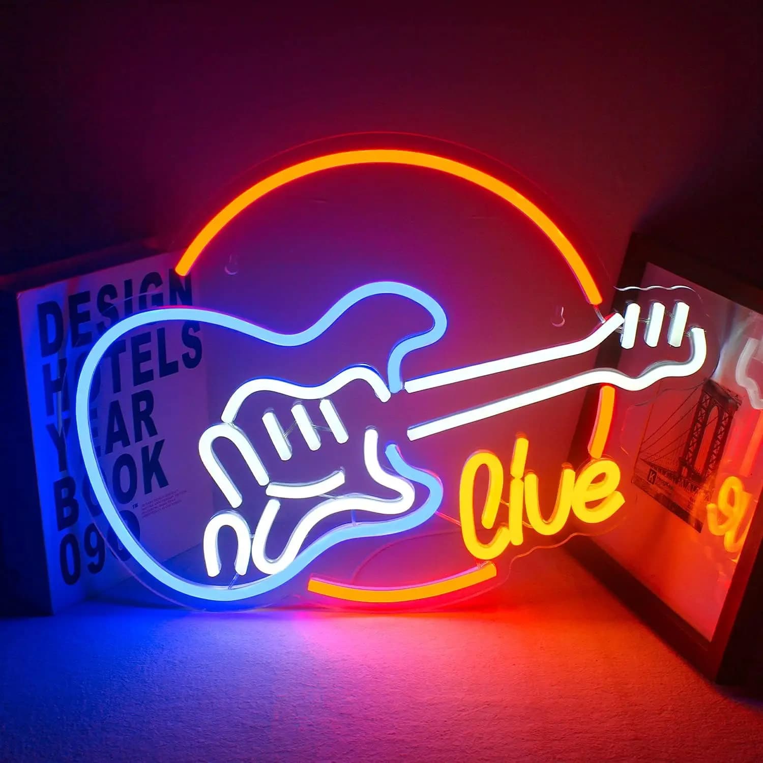 Decorazione Murale a Forma di Chitarra al Neon per Feste, Kit Fai-da-Te per Insegna al Neon a Basso Consumo Energetico, Decorazione Luminosa per Interni