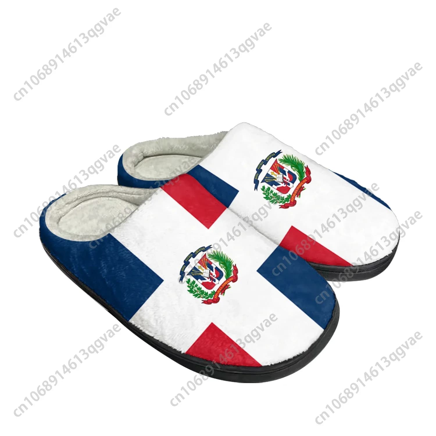Pantofole personalizzate in cotone per la casa con bandiera della Repubblica Dominicana Sandali da donna per uomo Camera da letto in peluche Scarpe casual per tenere al caldo Pantofola termica