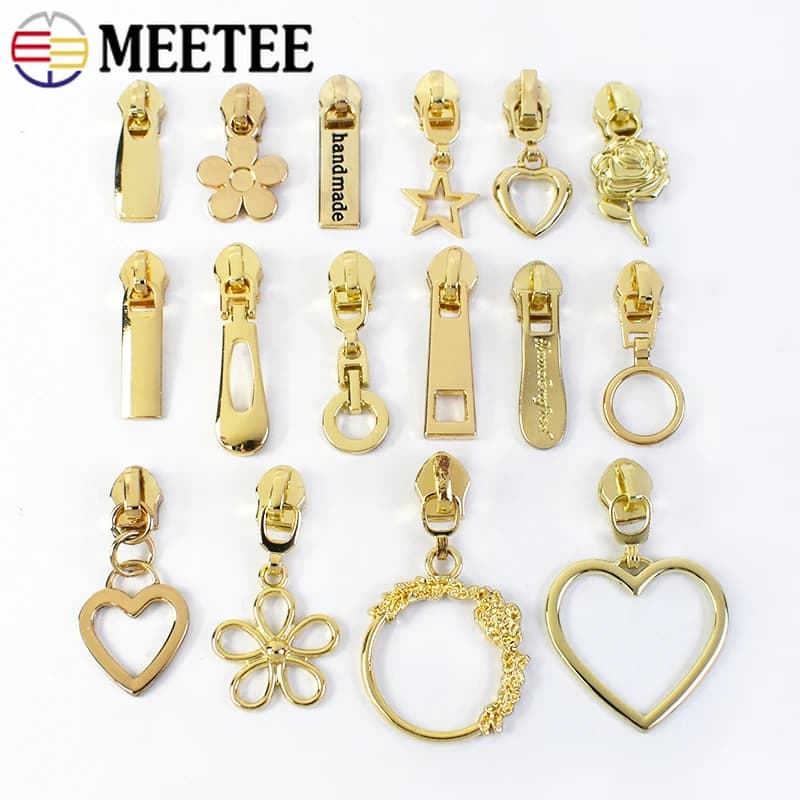 5-20 pezzi 5 # Cursori per chiusura con cerniera LightGold per cerniere Borsa per vestiti Estrattore per cerniere Testa Zip Pull Sostituzione Accessori per cucito fai-da-te