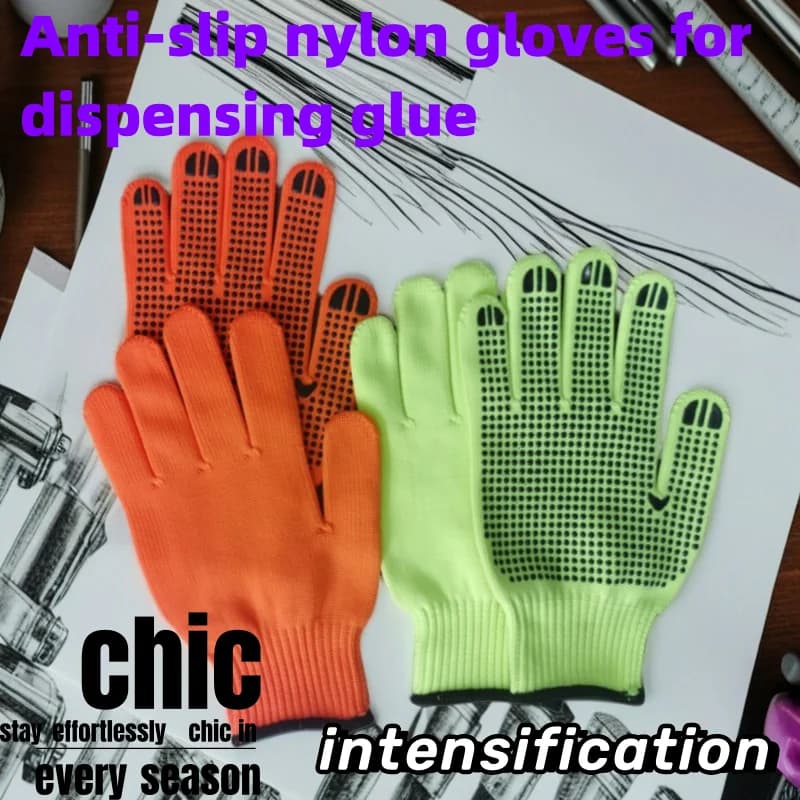 Nuovi guanti da lavoro antiscivolo resistenti all'usura rivestiti in lattice di Nylon oversize addensato verde e arancione Unisex