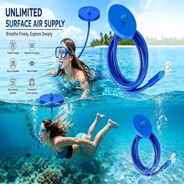 Full Dry Respirator, Underwater Breathing Device, Diving Snorkel Float, Snorkel Tube, Long Snorkel Breathing Tube, Swimming Stre