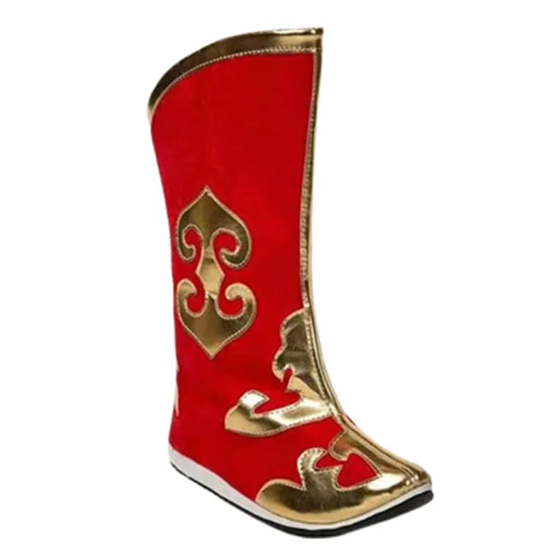 Chinese Ancient Mongolian Boots For Children Adults Red Black Dancer Boots Stage Performance Shoes Sun Wukong Wushu Boots