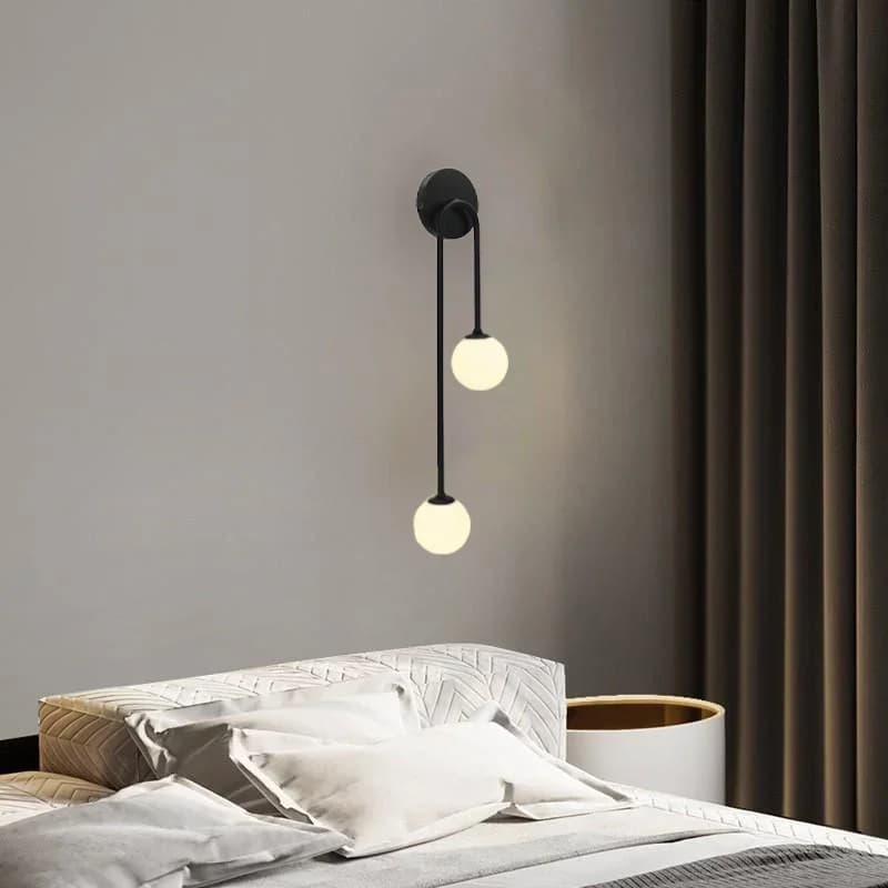 Nordic Corridoio Corridoio Scala Lampada decorativa Lampada da parete a LED Camera da letto moderna Lampada da parete a sfera in acrilico a doppia testa Lampadina G9