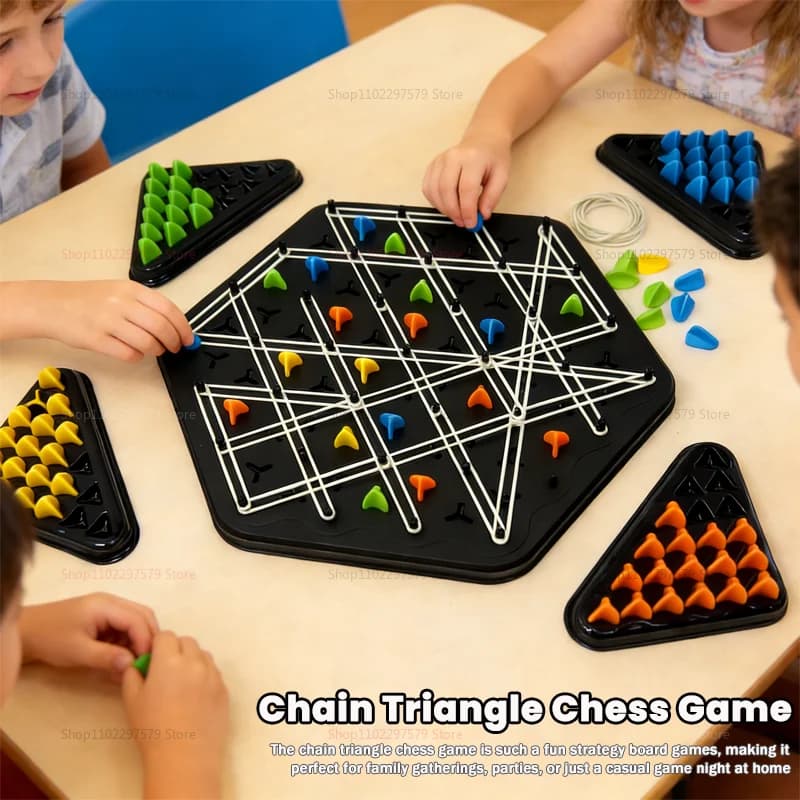 Nuovo Gioco da Tavolo Strategico a Catena Triangolare 2026 per Bambini e Adulti, Gioco Educativo Divertente per Famiglie da 2 a 4 Giocatori