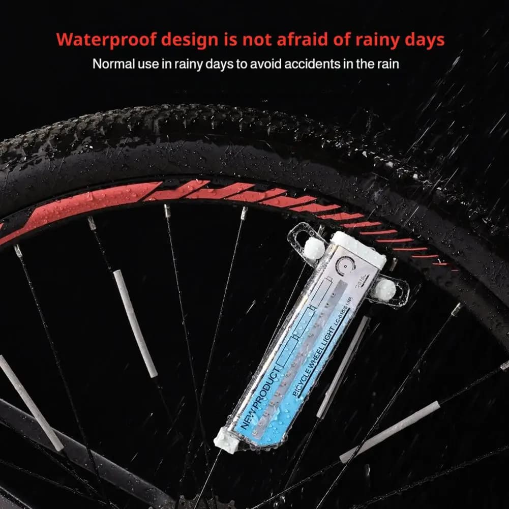 Luce Impermeabile per Raggi Ruota Bicicletta, 30 Modelli Diversi, Senza Accessori Bici, Luce Batteria per Pneumatici, Sicurezza T7S2