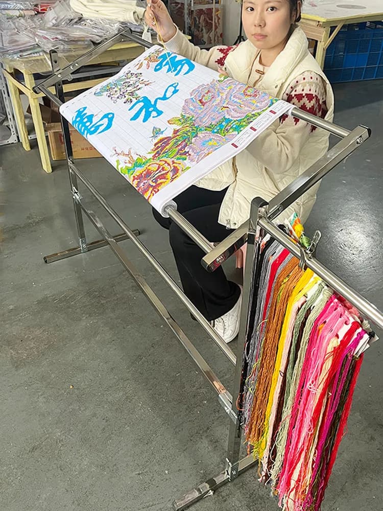 Large floor embroidery frame for paintings, tool for cross stitch, practical embroidery frame, Chinese style, home textiles