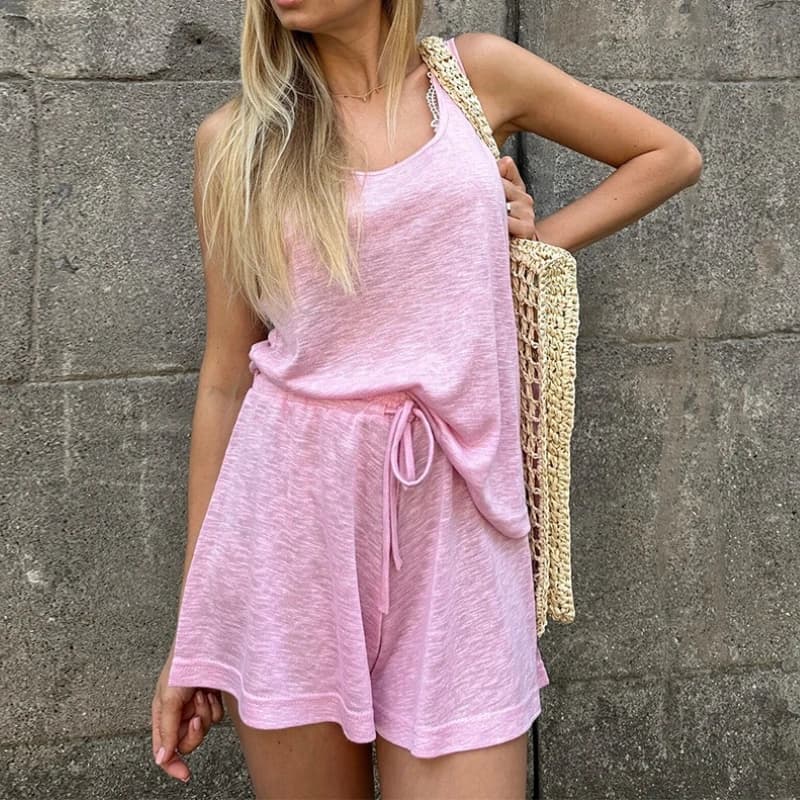 Vest, Shorts, Pajamas Set, European and American 2025 Summer New Style, Lace-up Shorts, Pajamas, Home Clothes for Women