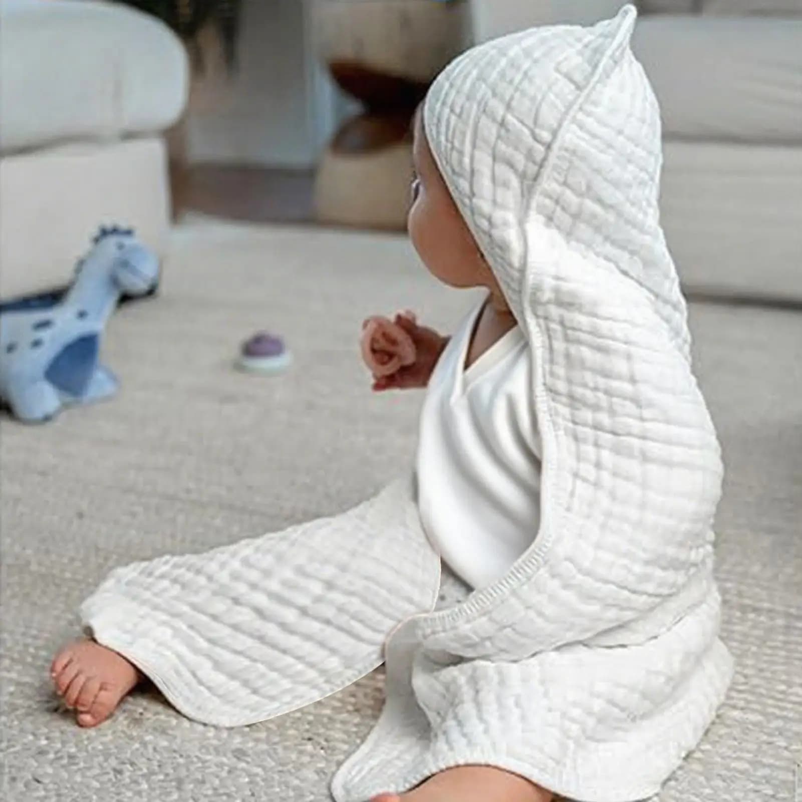 Baby Cap Towels 35 x 35 Inch Children's Towels in Pure Cotton Fast Drying Bathrobe for Bathroom Shower Travel to the Beach Nursery Home