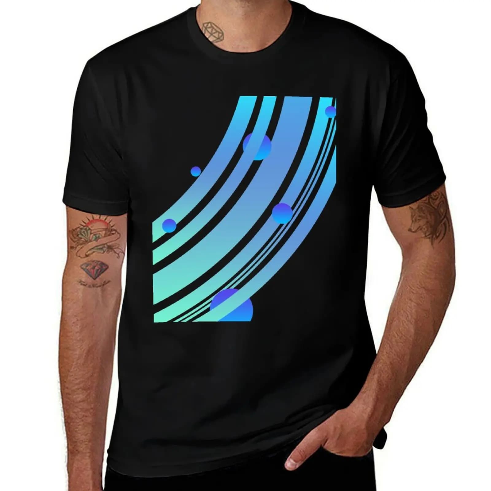 T-shirt con design Rings of Saturn, T-shirt a maniche corte da festival