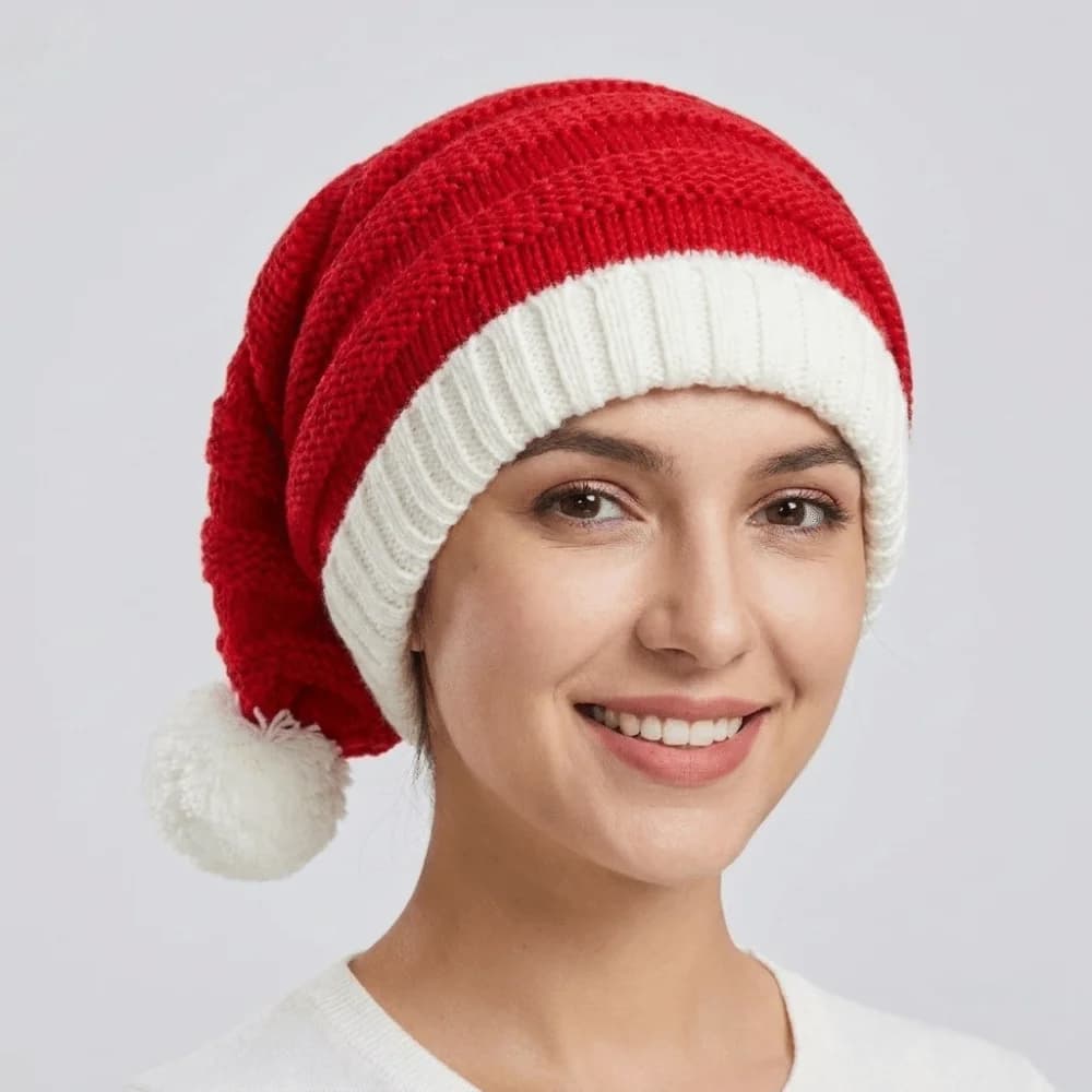 Leisure Santa Claus Christmas Knitted Hat Green Red Warm Santa Beanie Hat Korean Style Woolen Hat Striped Hat Happy New Year