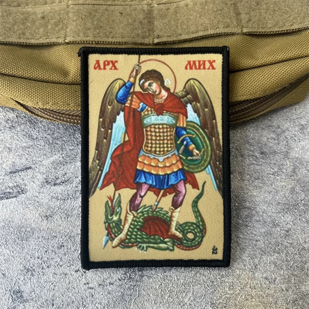 Adesivo per zaino tattico con gancio e anello stampato Arcangelo per abbigliamento Toppe per badge Michael Morale Bracciale militare dell'esercito