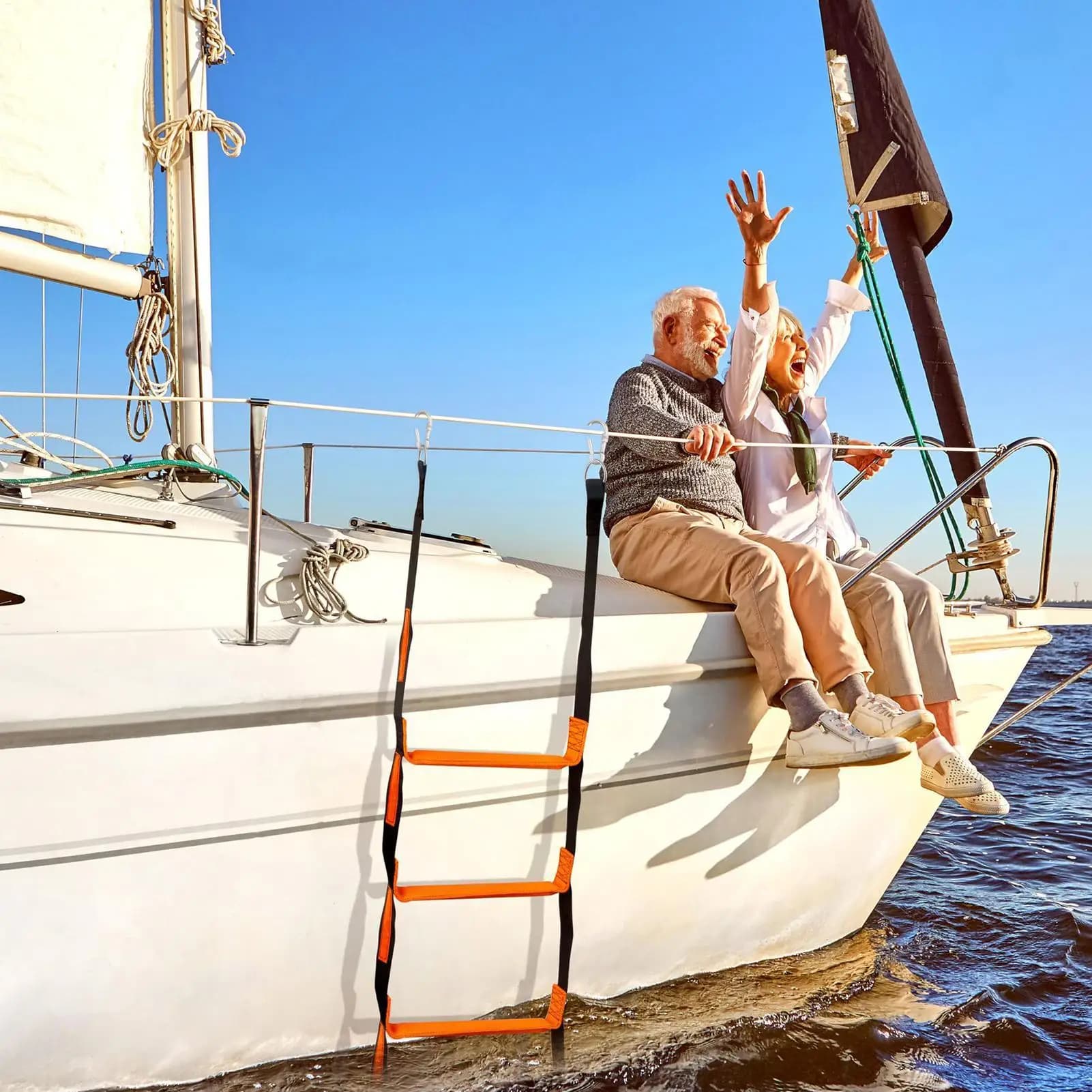 Scala di corda per barca da pesca 600 libbre pieghevole scaletta di corda per barca da pesca a 4 gradini scale da arrampicata marine per viaggi all'aperto yacht acqua