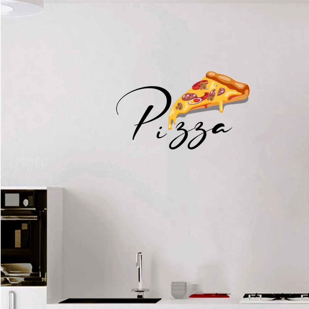 1 pz Pizza colorata a forma triangolare Adesivo da parete per ristorante fast food Adesivo da parete in PVC Adesivo da parete moderno in vinile