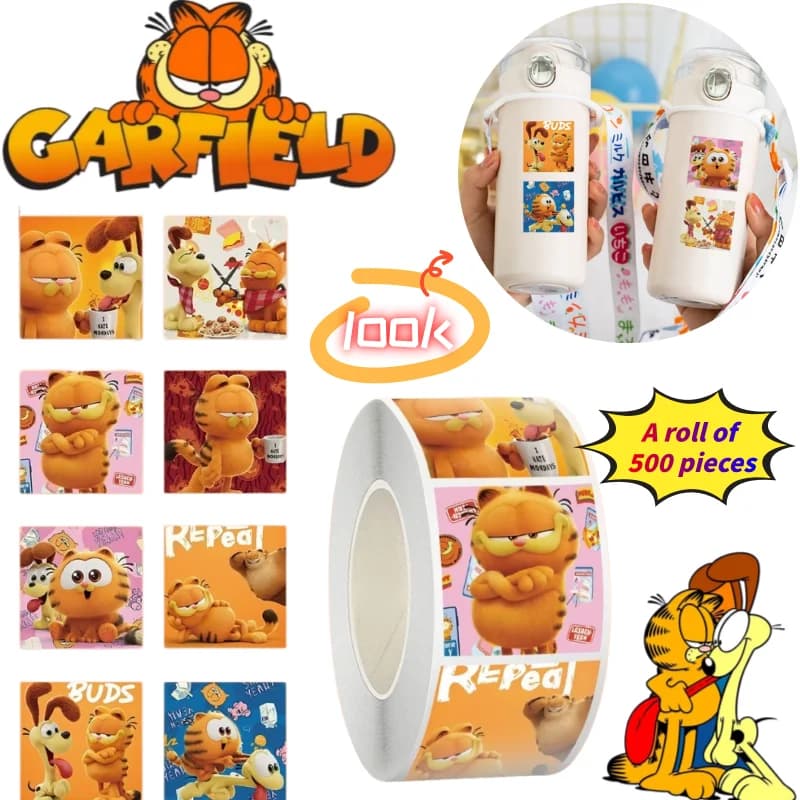Garfield Odie Sticker Creative High Color Value Cute Cartoon Printing Student Water Cup Mobile Phone Shell Waterproof Sticker