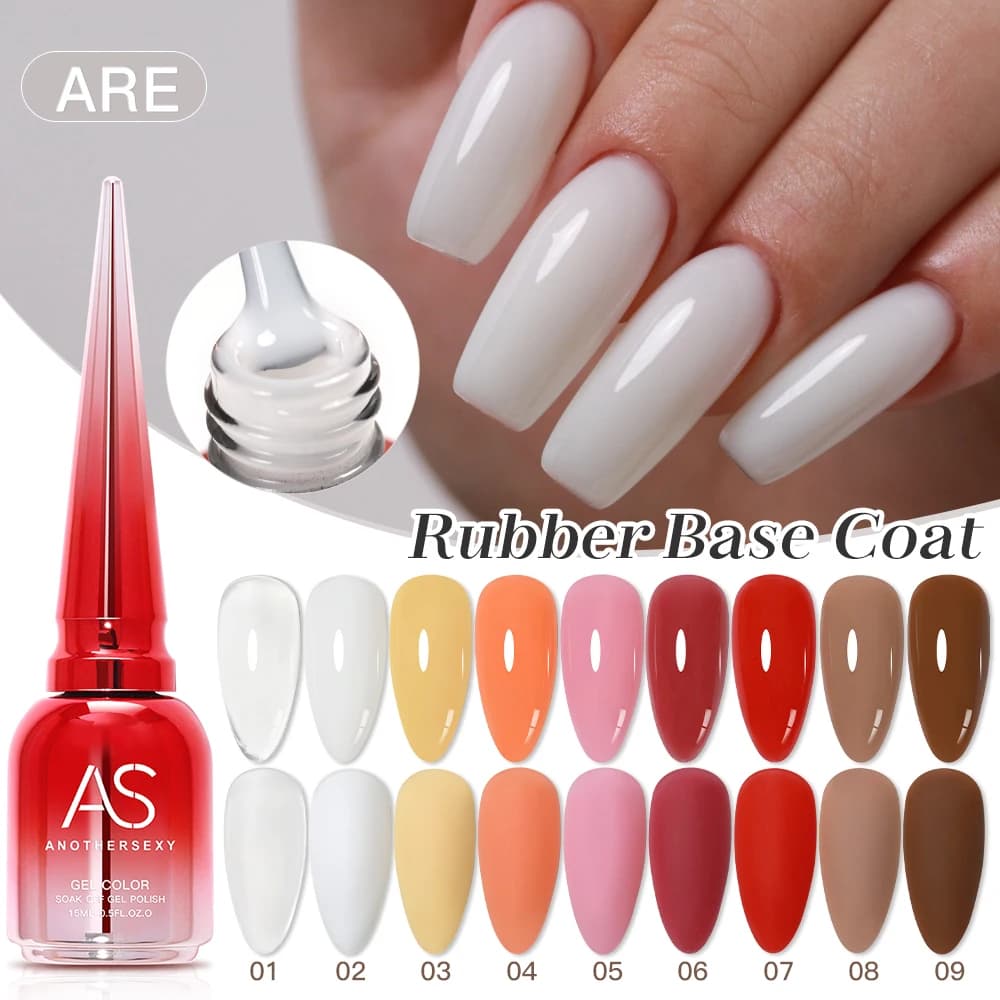 AS 15ml Gold Glitter Rubber Base Gel Nail Polish White Gold Milk Semi Permanent UV LED Nail Art Hybrid Gel Nail Polish