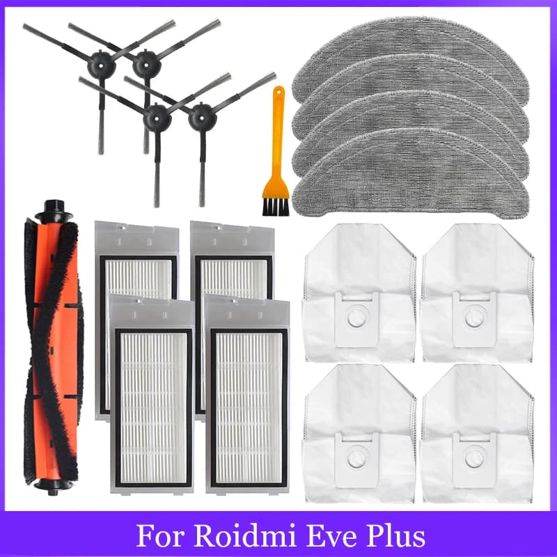 Per Roidmi Eve Plus SDJ01RM Robot Aspirapolvere Pezzi di Ricambio Mop Panno Filtro Hepa Spazzola Principale Spazzola Laterale Sacchetto di Polvere Accessori
