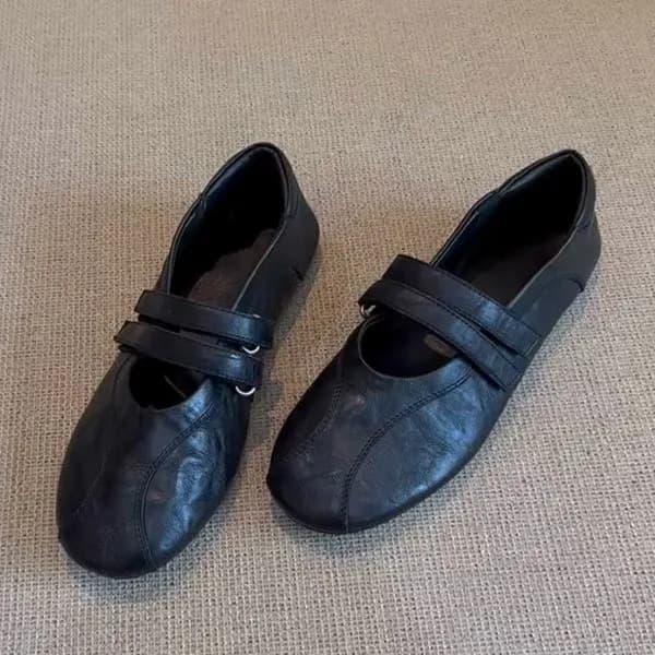 New Velcro Mary Jane Shoes for Women Versatile Shallow Mouth Flats, Casual Everyday Style Women's flats shoes Double-strap Retro