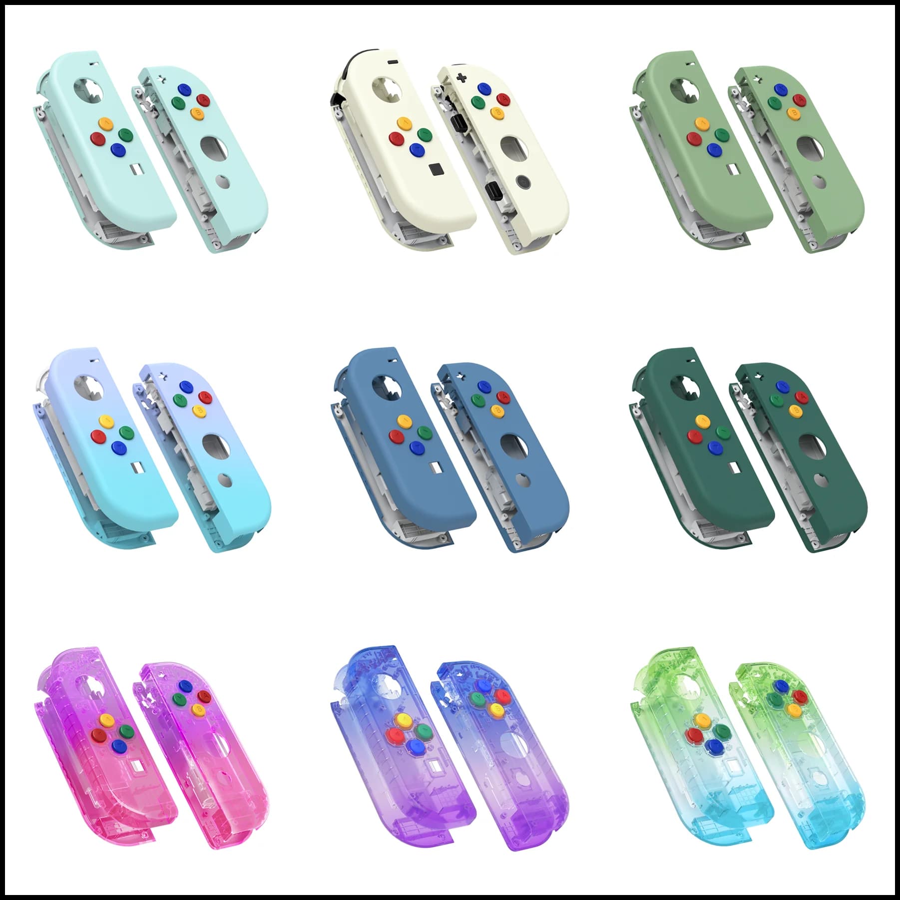 EXtremeRate custodia di ricambio fai da te per NS Switch JoyCon e OLED JoyCon, custodia per Controller portatile con pulsanti Set completo