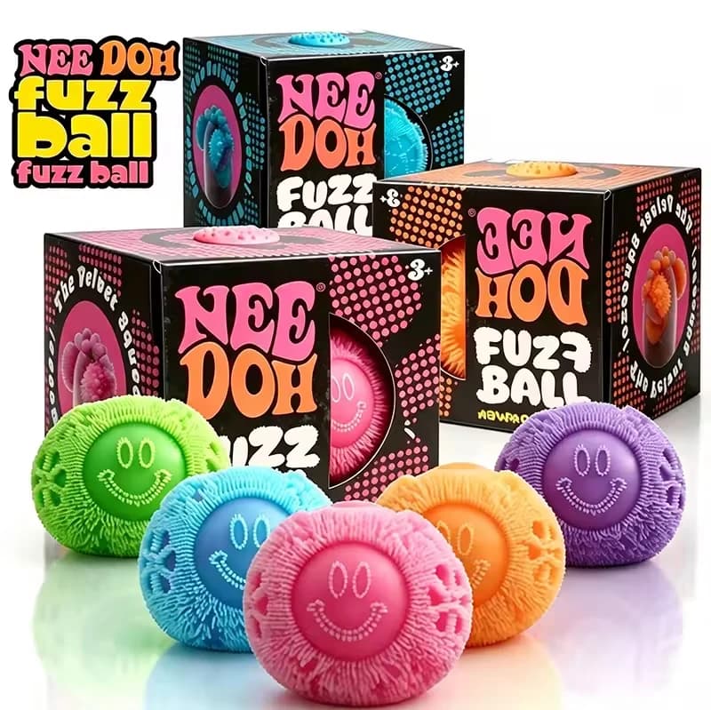 Nee Doh Fuzz Ball Flower Power Elastic Squishy Blind Box Slow Recovery Fuzzy Surface Anti‑Stress Tactile Sensory Relax Gadget