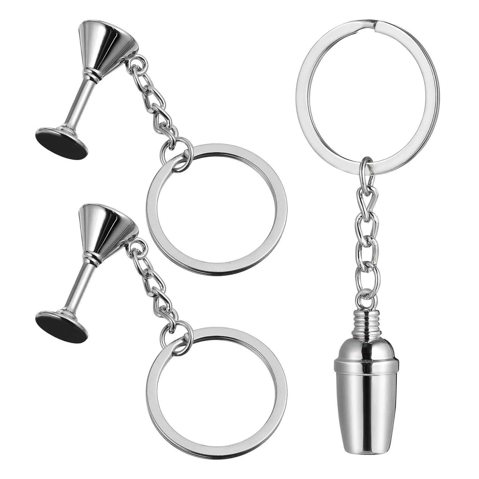 Set di 3 Portachiavi a Forma di Shaker per Cocktail, Stile Calice, in Lega, Leggeri e Compatti, Ciondoli per Borsa, Facili da Trasportare, Set Regalo