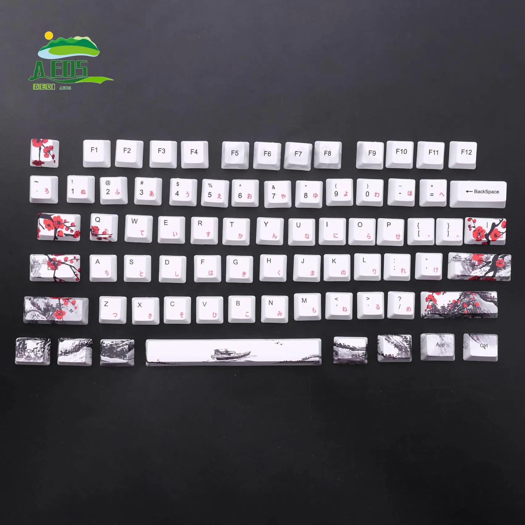 AED5-110 Tasti PBT Keycap Sublimazione del colore Plum Blossom Cherry Profilo Key Cap Tastiera meccanica fai da te Set di copritasti