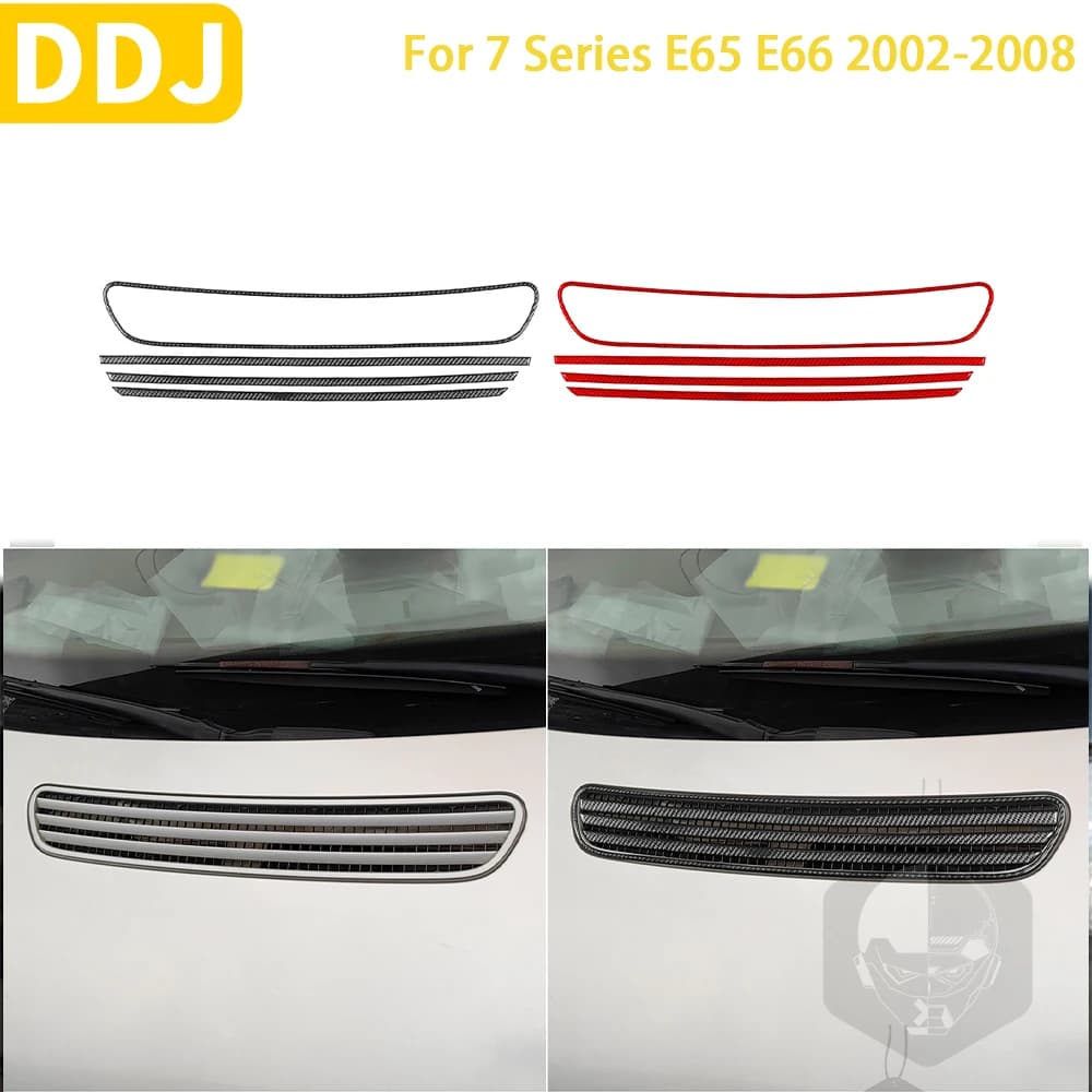 Per BMW serie 7 E65 E66 2002 2003 2004 2005 2006 2007 2008 accessori cofano esterno in fibra di carbonio Vent Trim Sticker decorativo
