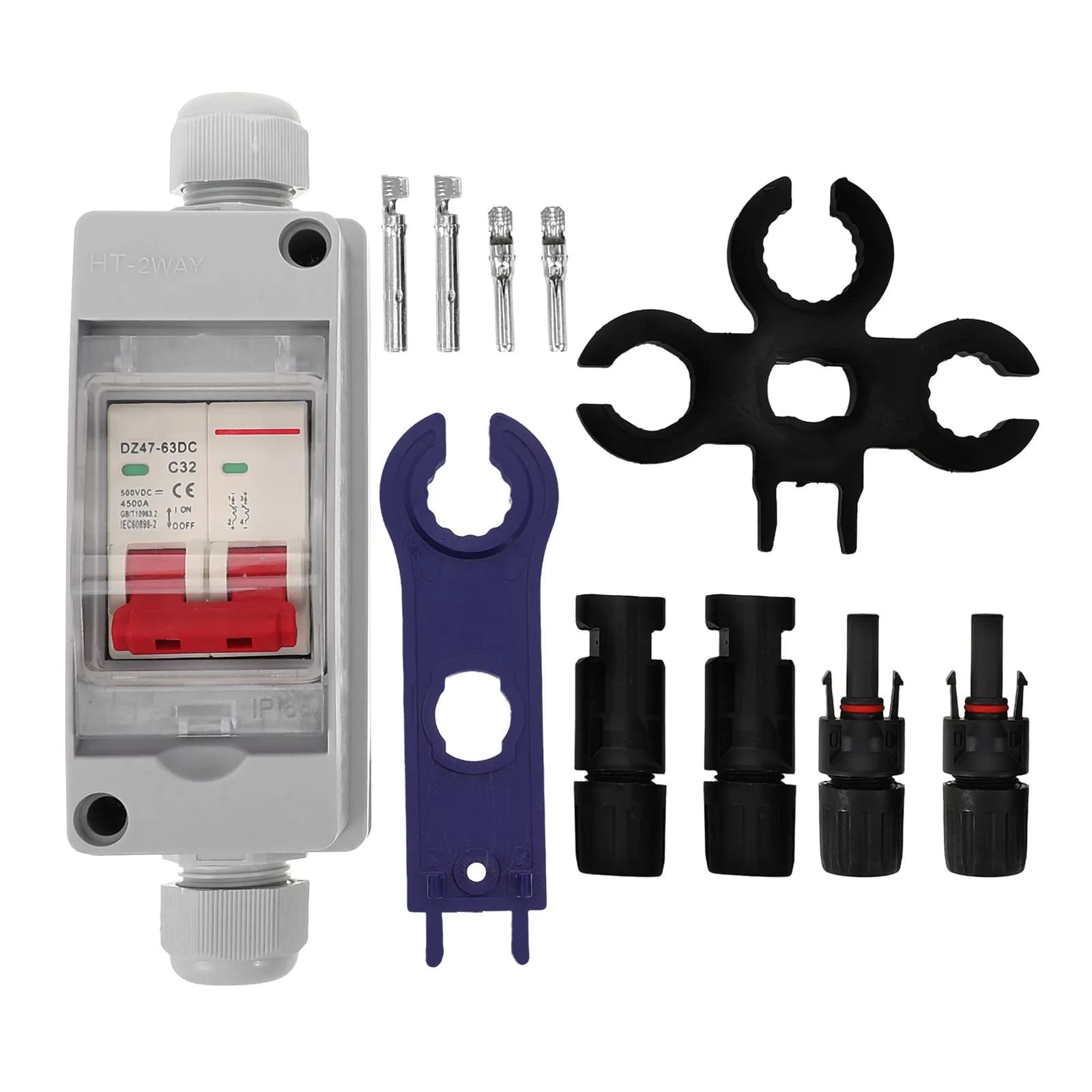 1Set Solar Junction Box Plastic Power Distribution Protection Box Electrical Panel Cover Outdoor Weatherproof Circuit Breaker