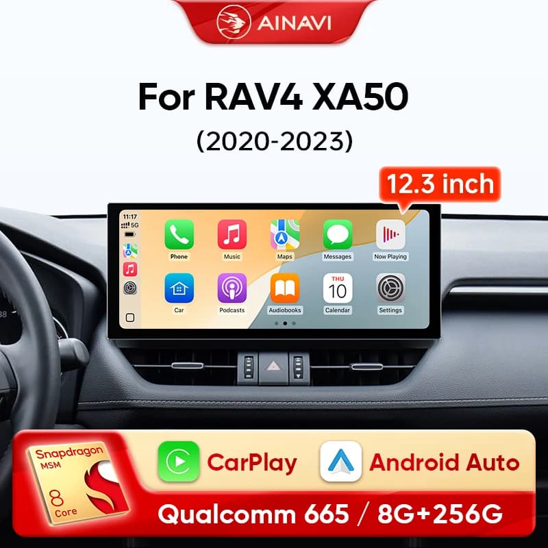 Ainavi 12.3 ''Android Auto Lettore Video Multimediale Per Toyota RAV4 XA50 2020 2021 2022 2023 Autoradio CarPlay Navigazione GPS DSP