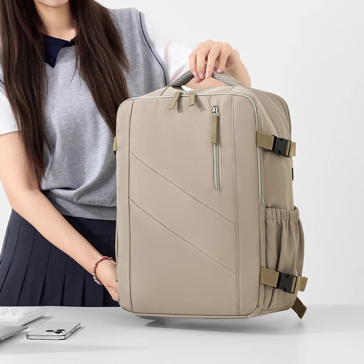 New Commuter Backpack for Women, Lightweight Business Casual Backpack with Password Lock, Computer Backpack for Men, Headphone Hole, for Business Trips, Travel, Students