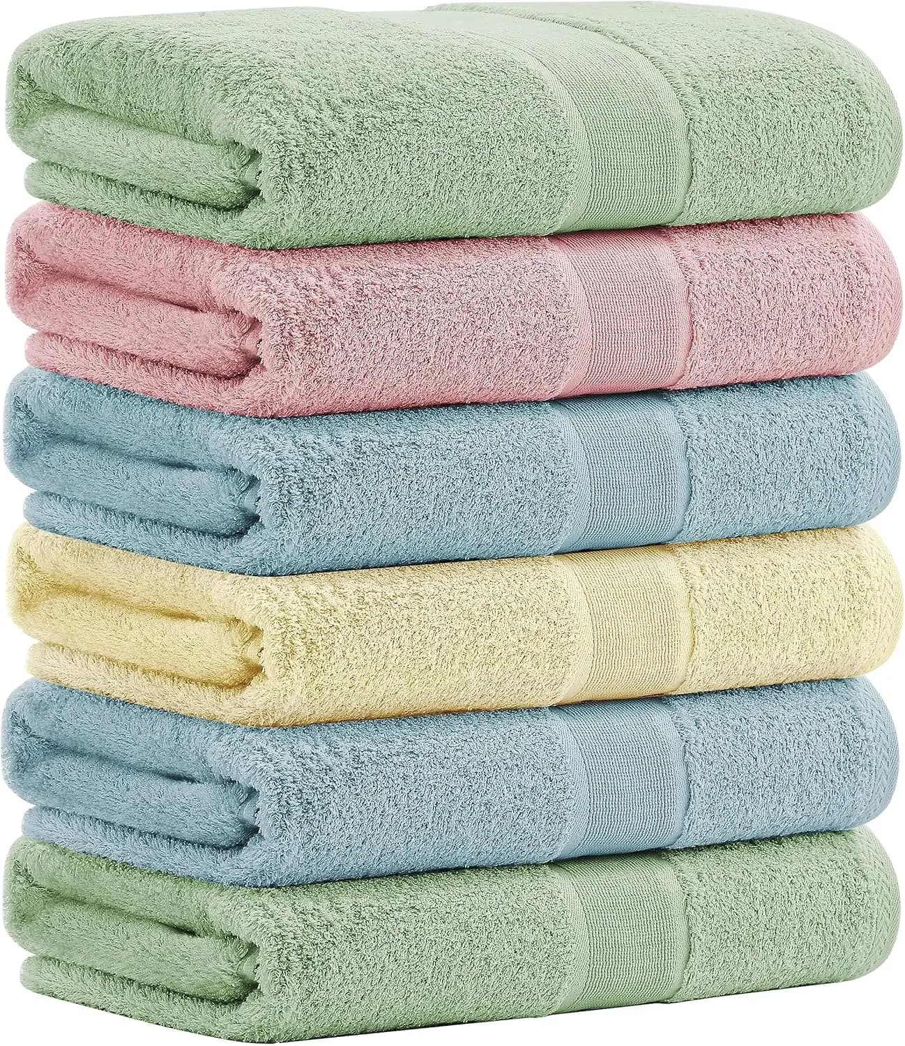 Asciugamani da Bagno Naturali Ultra Assorbenti, 27x54 Pollici, per Bagno, Viaggio, Palestra, Doccia, Spa, Set da 6 Pezzi