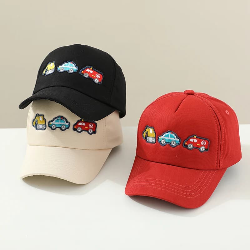 Cappellini da Baseball per Bambini con Ricamo di Veicoli ed Escavatori, Cappelli Estivi per Bambini da 2-8 Anni, Cappelli Sportivi in Cotone