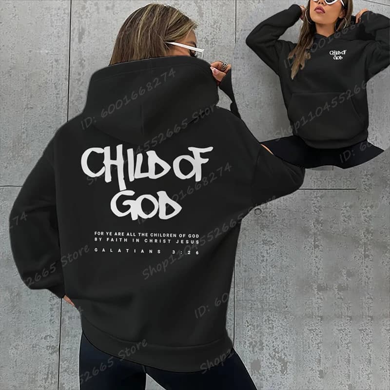 Felpe con cappuccio con stampa di lettere I Am A God Bambino Felpe con Dio cristiano Pullover con cappuccio Prega il Signore Felpa Abbigliamento da donna