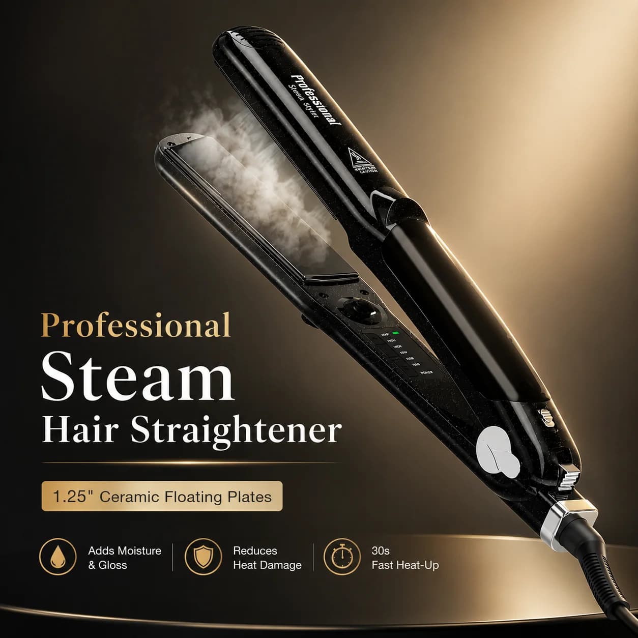 Steam Hair Straightener Professional Ceramic Vapor Flat Iron 450℉ Fast Heat Treatment Ionic Hair Care Tools Styler LED Curler