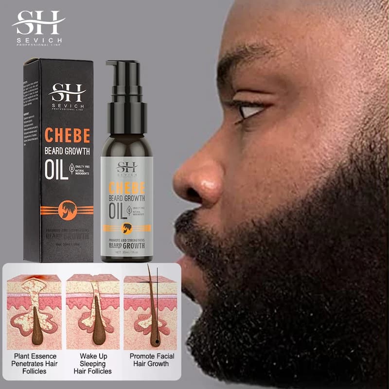 Nuovo 2023 Chebe Olio per la crescita della barba per gli uomini Veloce efficace Crescita della barba Prodotto essenziale per il trattamento della perdita dei capelli Sevich Cura della barba 30ml