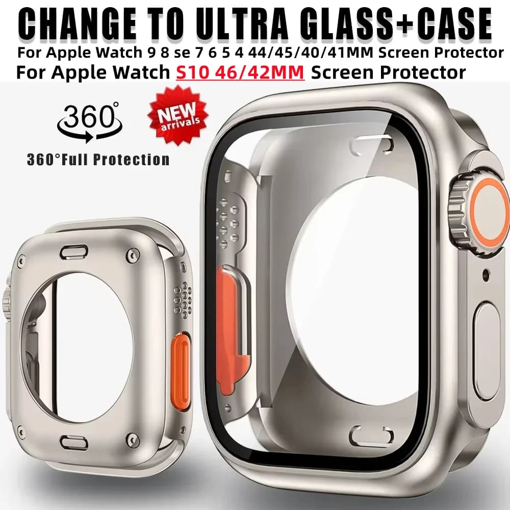Custodia protettiva per schermo per Apple Watch 45mm 44mm 40mm 41mm Custodia rigida per paraurti anteriore posteriore per PC iwatch 9 8 7 SE 6 5 4 Cambia in Ultra