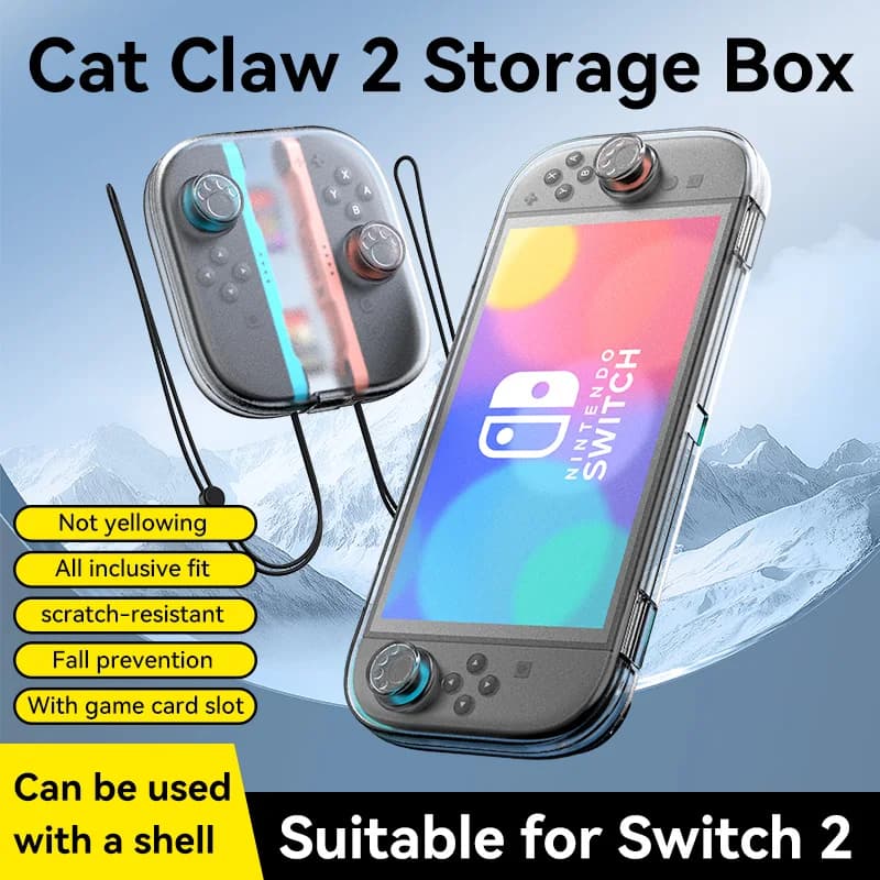 Custodia Protettiva in Cristallo per 2 Console Nintendo Switch con Slot per Schede di Gioco e Accessori per Giochi, Compatibile con Joy-Con
