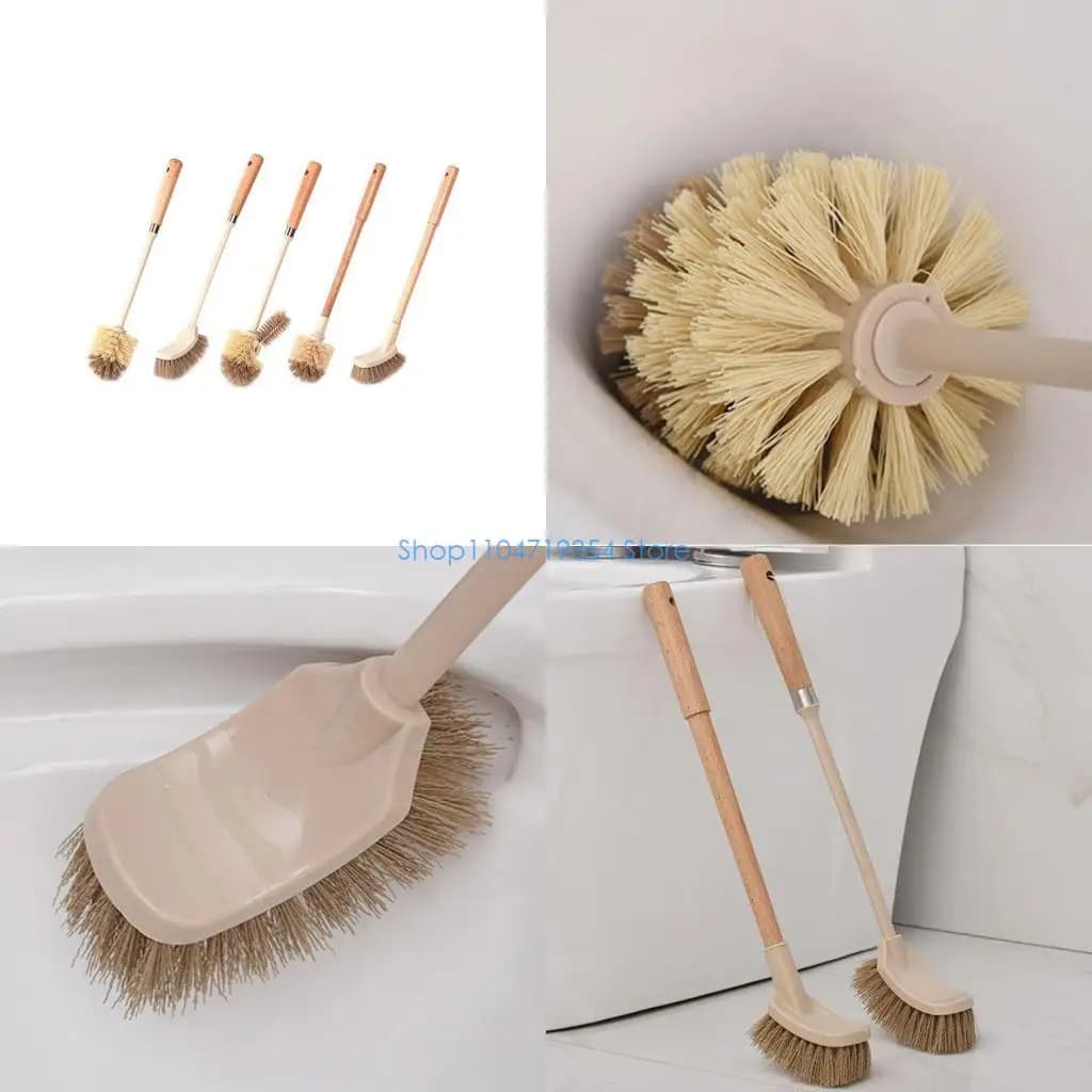 0XLD Scopino per WC con manico lungo in legno per uso domestico, cucina casa, bagno, strumenti per pulizia