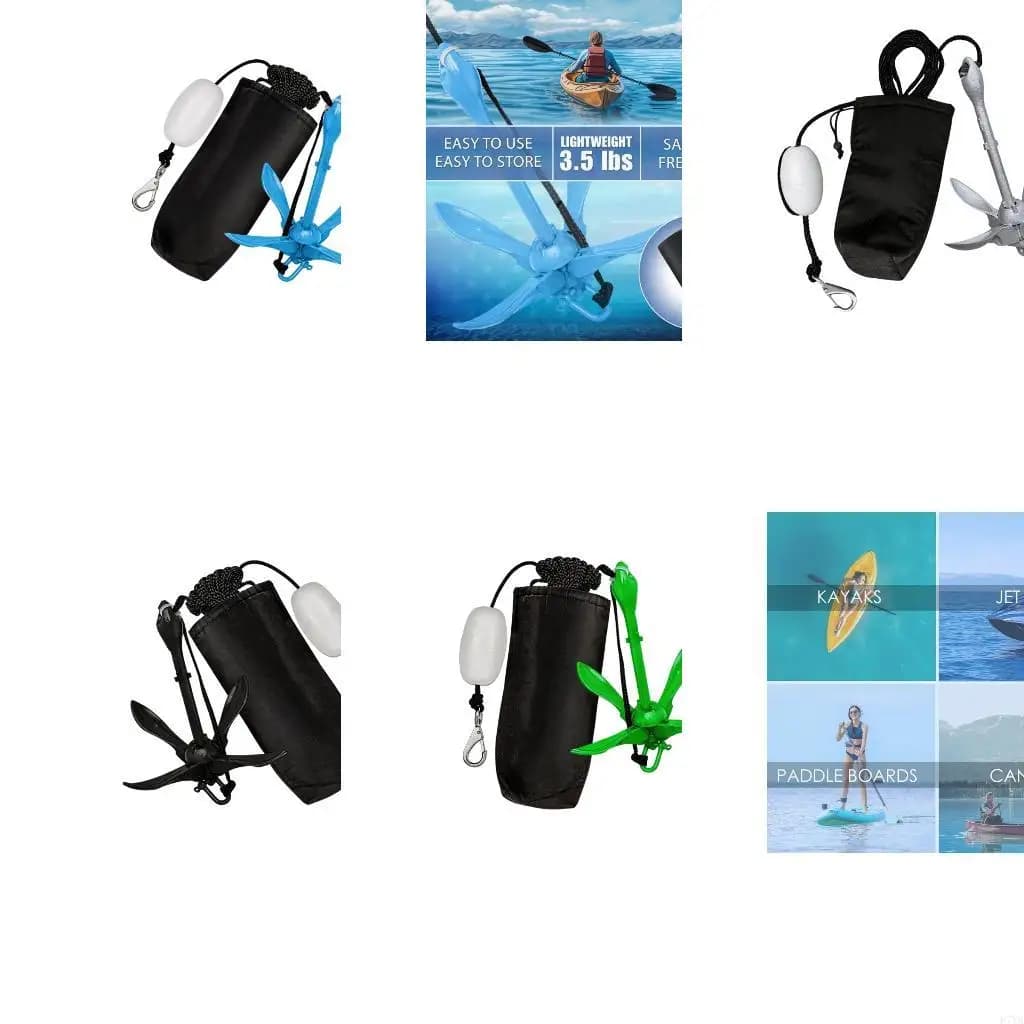 3.5Lb Folding Mooring with 40Ft Marine Rope Buoy & Carabiner Heavy Duty 4 Claws Foldable Boat Mooring Set for Kayaks Canoe