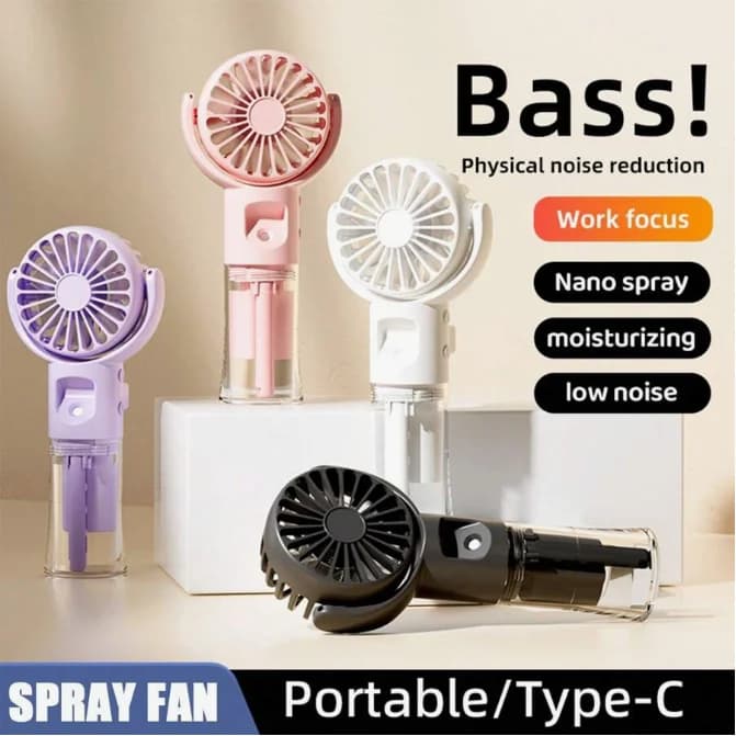 Mini Portable Fold Fan With Spray Mister Humidifier USBRechargeable Handheld Fan With Water Mist For LivingRoom Classroom School