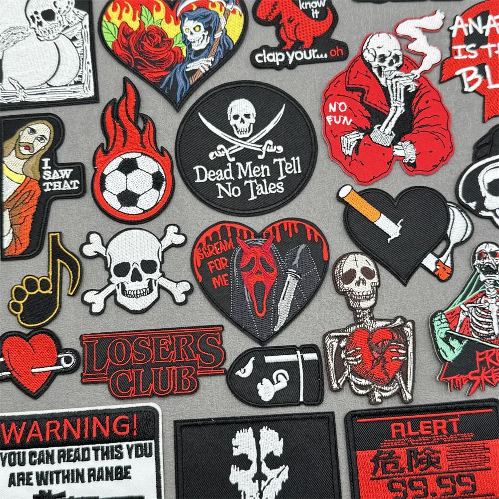 Horror Skull/Movie Embroidery Patch Punk Embroidered Patches On Clothes Jeans Iron On Patches For Clothing Sewing Patch