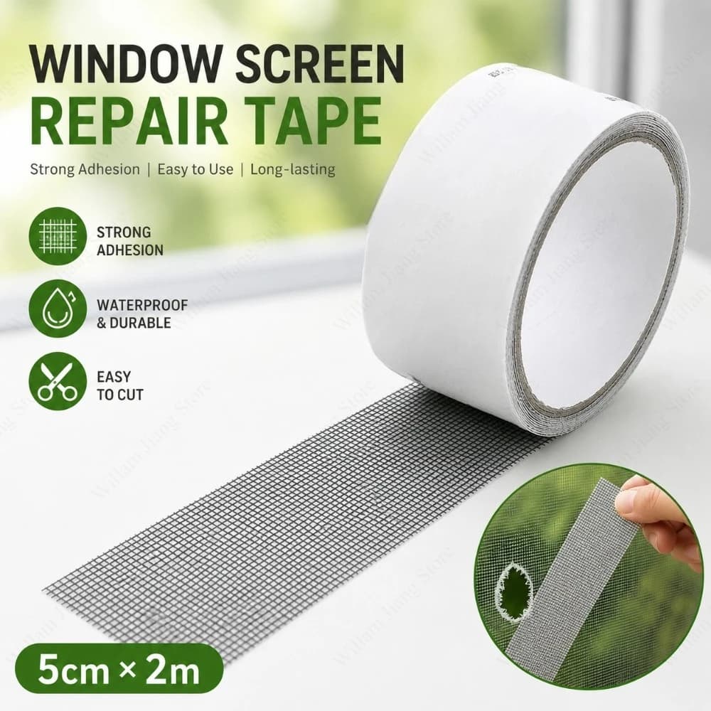 1/3 PCS Waterproof Mesh Repair Tape 5cmx2m Self Adhesive Patch for Patching Broken Mosquito Net Door Curtain and Window Screen